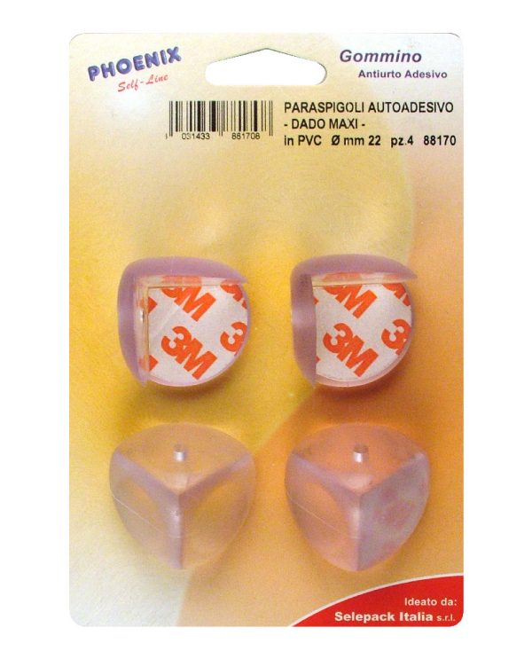 GOMMINI ADESIVI PARASPIGOLI ANTIURTO - TRASPARENTE Dado Maxi - 12 Blister - immagine 3