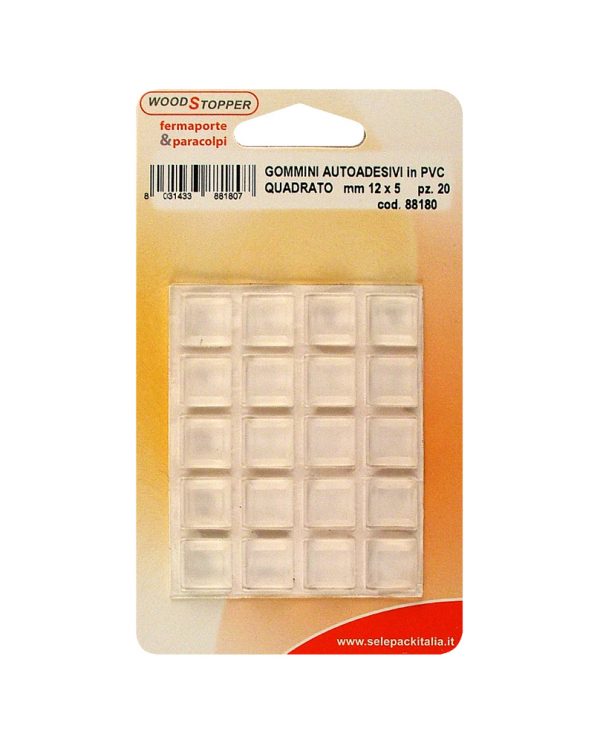 GOMMINI ADESIVI QUADRATO - TRASPARENTE - 12 Blister - immagine 2